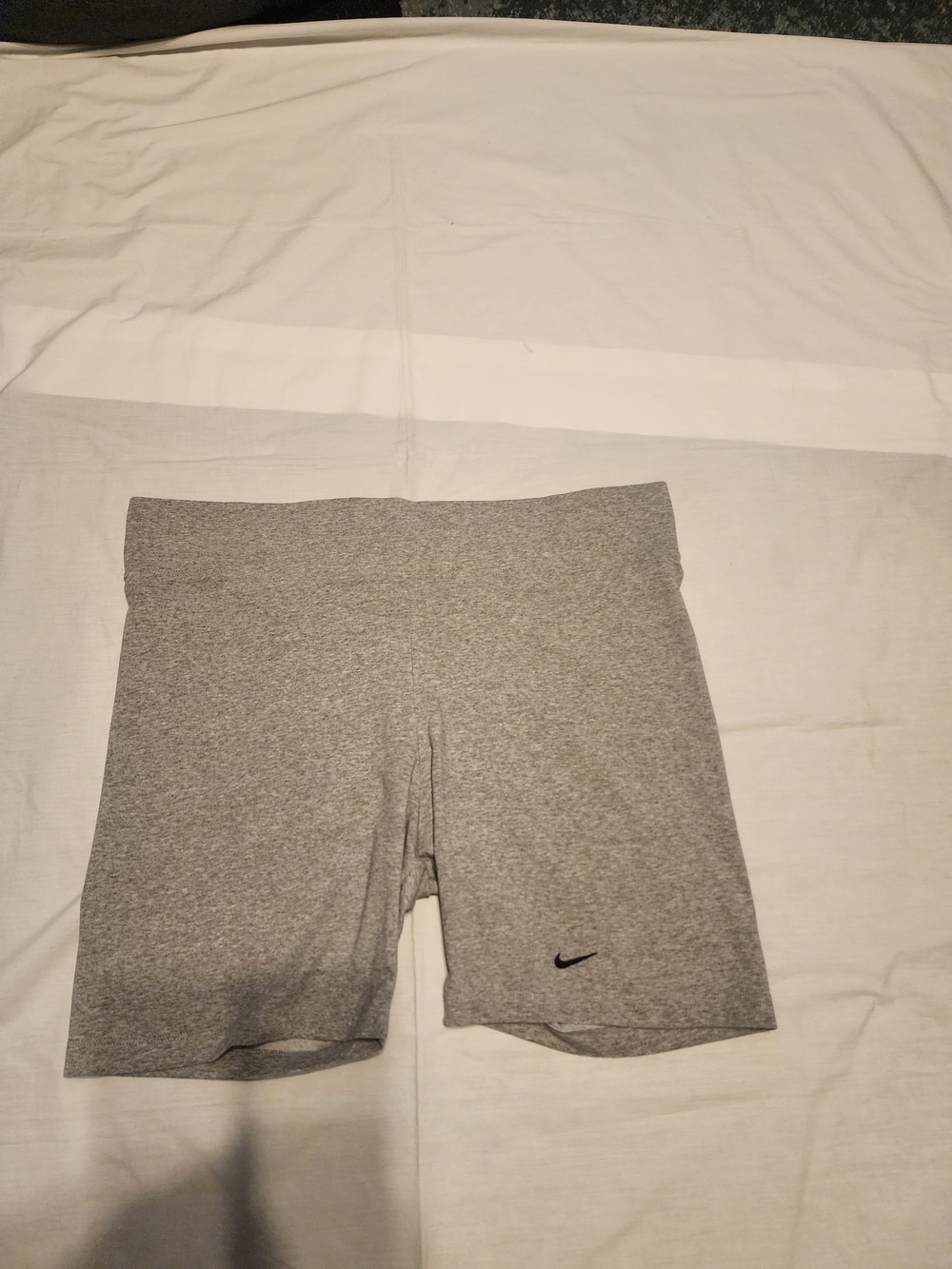 Nike Women's Heather Gray Bike Shorts with Black Swoosh